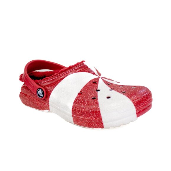 Crocs Kids Classic Holiday Lined Clogs Candy Cane Size Juniors 4 - Picture 1 of 9